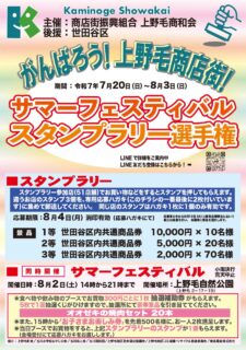 がんばろう！上野毛商店街！サマーフェスティバル　スタンプラリー選手権