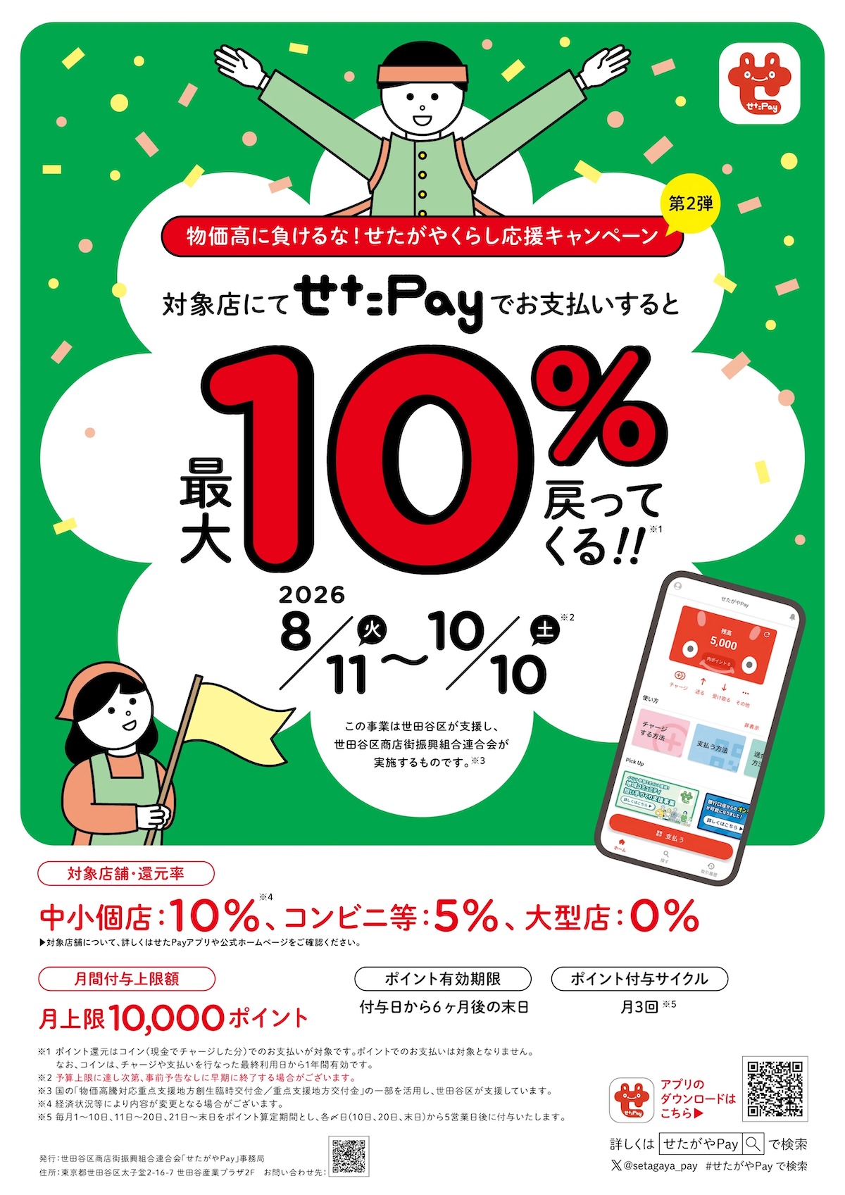8月11日(火) せたがやPay「物価高に負けるな!せたがやくらし応援キャンペーン第2弾(最大10%ポイント還元)